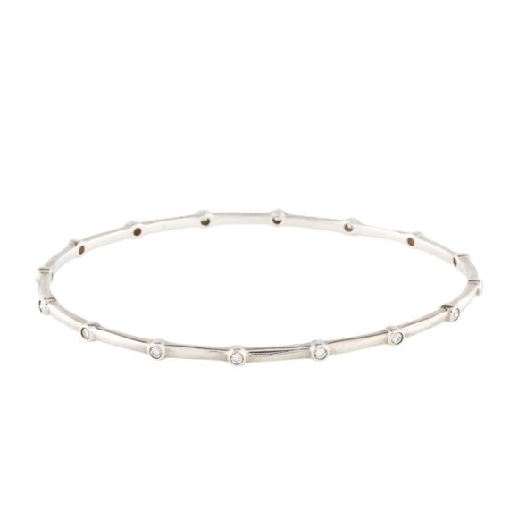 IPPOLITA GLAMAZON STARDUST THIN 16-STATION DIAMOND SILVER 925 BANGLE BRACELET